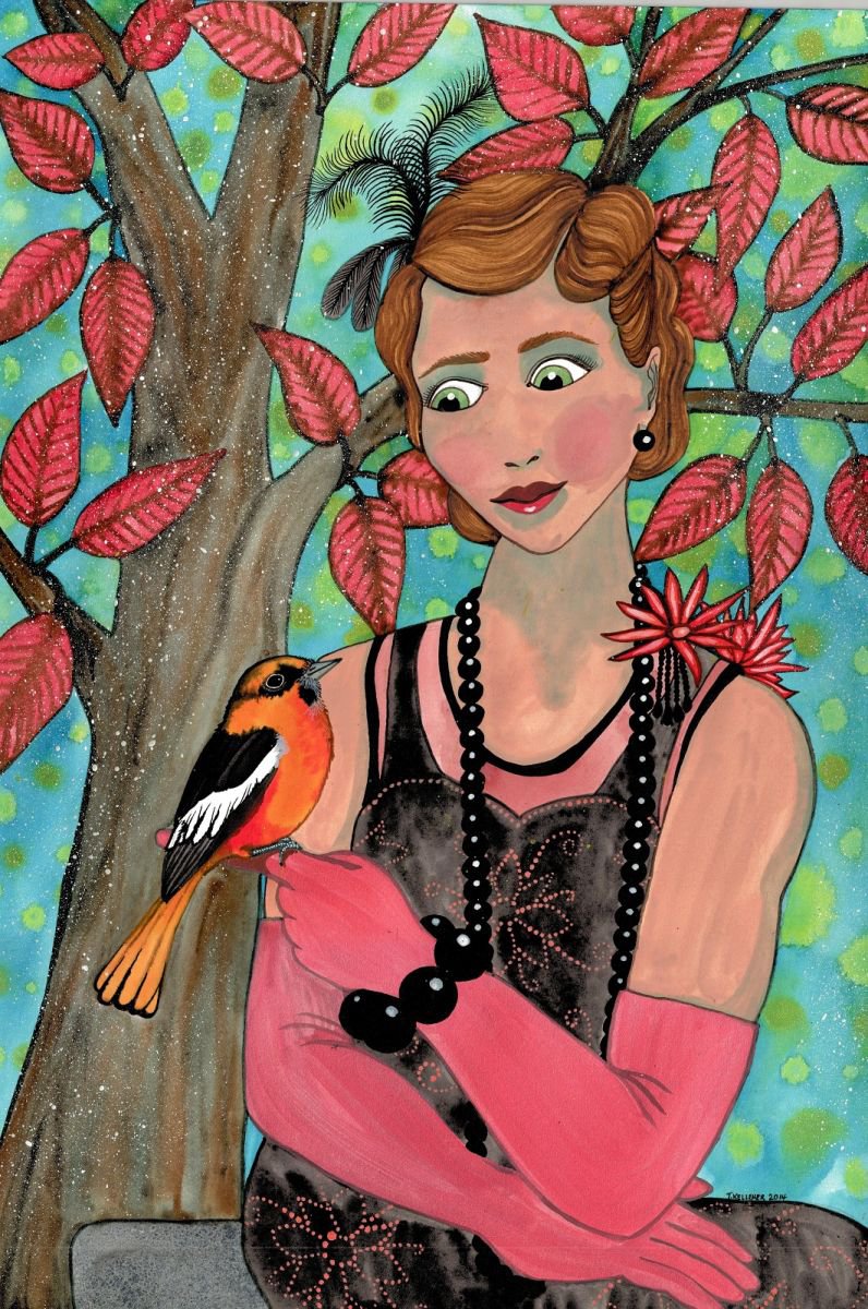 Flapper with Oriole by Terri Kelleher