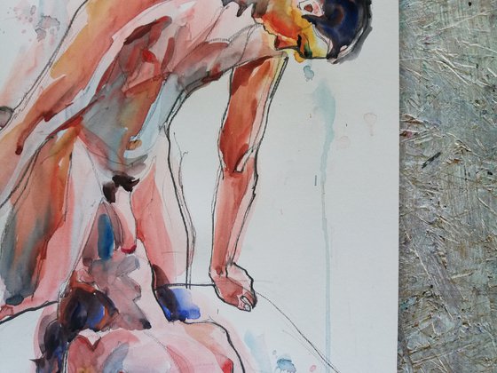 COMMISSION< Watercolour based on erotic sketch