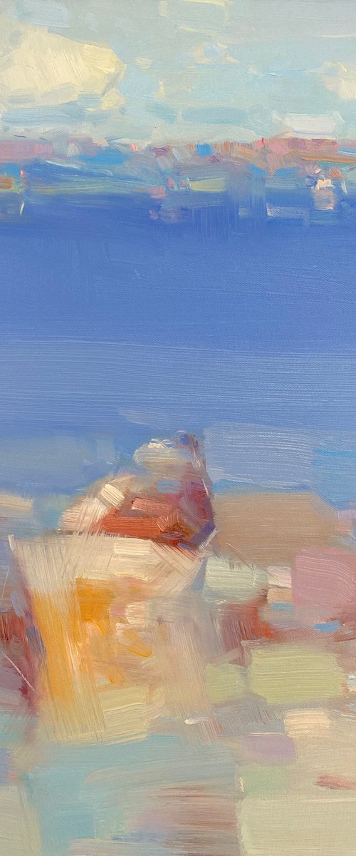 Rowboat, Original oil painting, Handmade artwork, One of a kind by Vahe Yeremyan