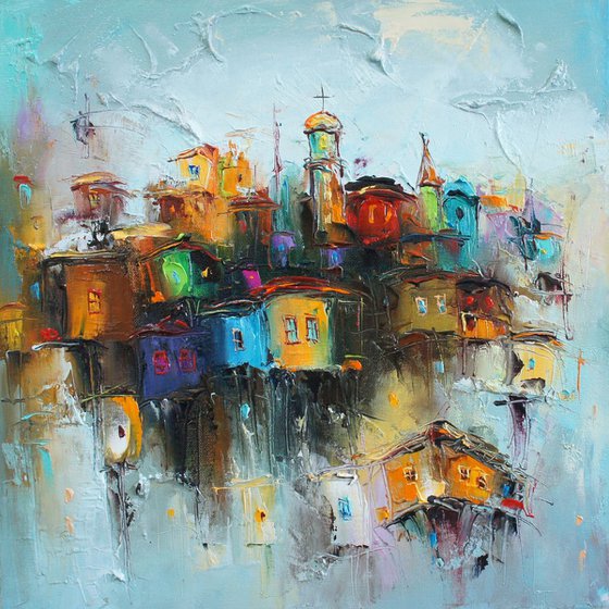Chaotic order,  Modern city painting, free shipping