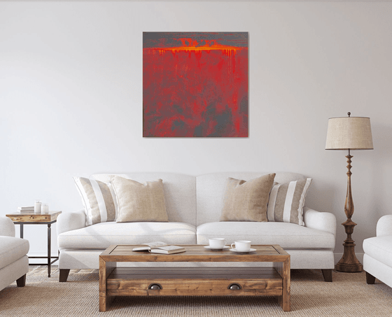 Fusion - Red modern contemporary Minimalism modern Urban abstract landscape seascape grey yellow fire harbour