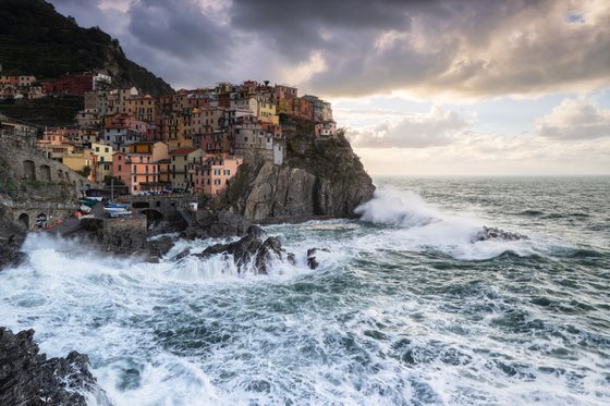 SEA STORM IN MANAROLA - Photographic Print on 10mm Rigid Support