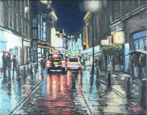 London - West End At Night - Oil on canvas - 20" x 16"