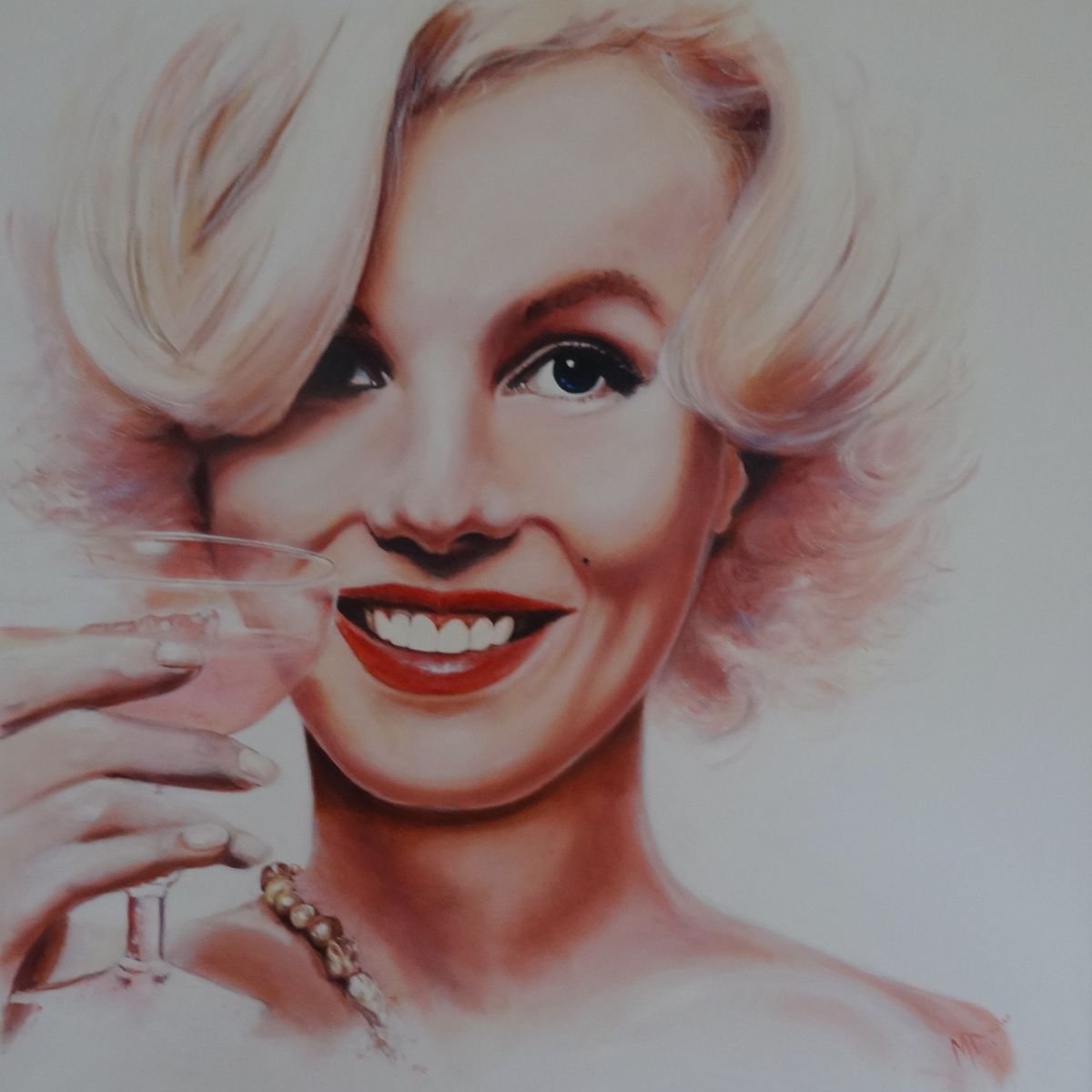 Photorealistic Portrait Oil Painting By Mel Davies Original Art, 39 X 39", Marilyn, Original Artwork