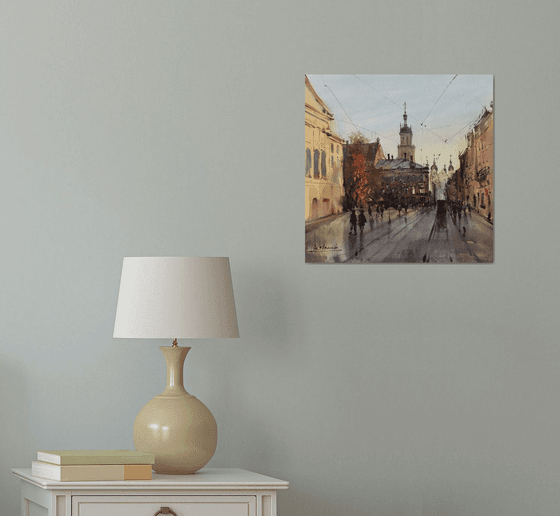 Romantic old city painting