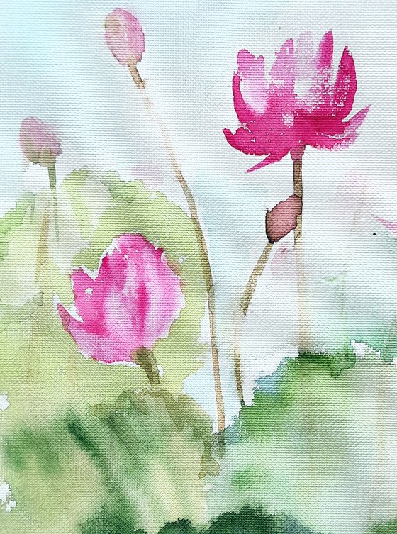 Set of painterly water lilies