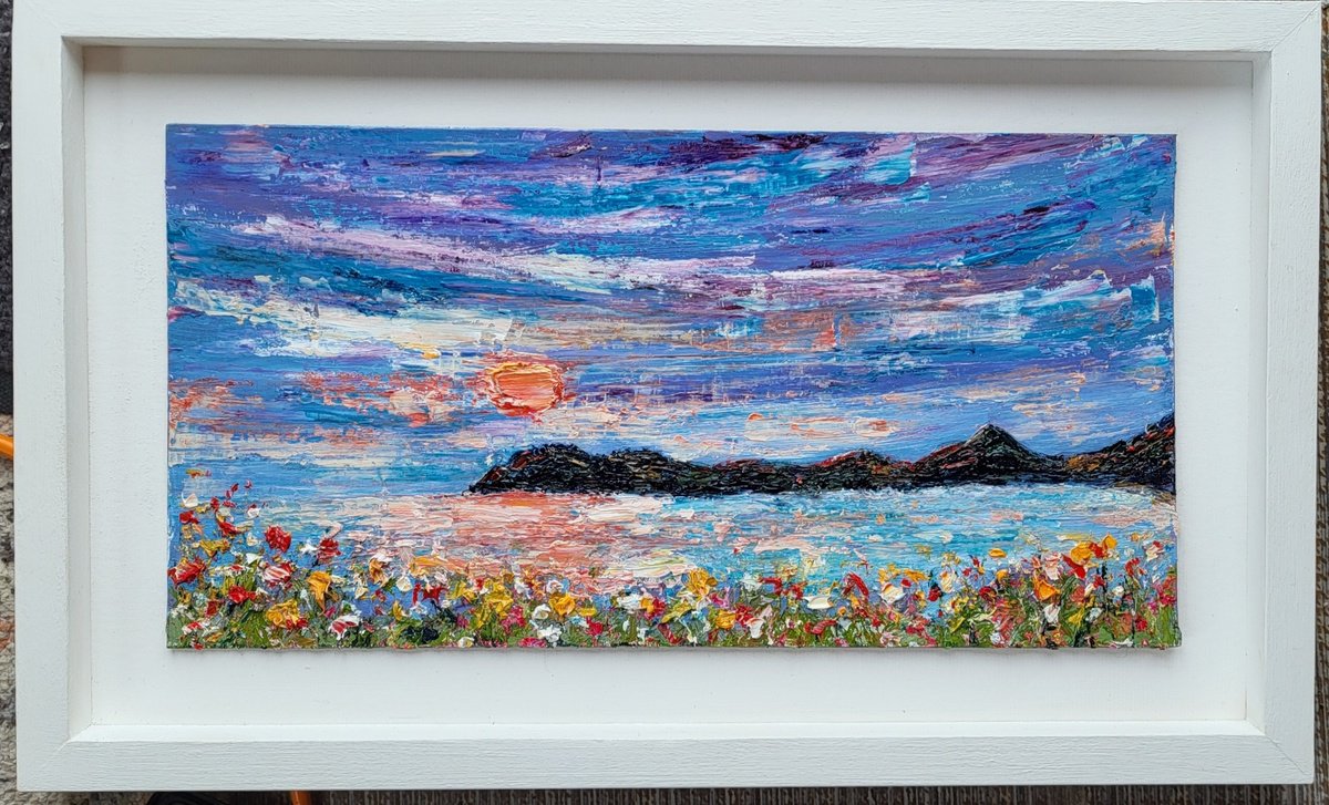 Expressive Landscape Oil Painting By Niki Purcell, 20 X 13", Sunrise Delights Of Killiney Bay, Original Artwork