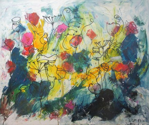 abstract flowers  Oilpainting 39,4 x 47,2 inch by Sonja Zeltner-Müller