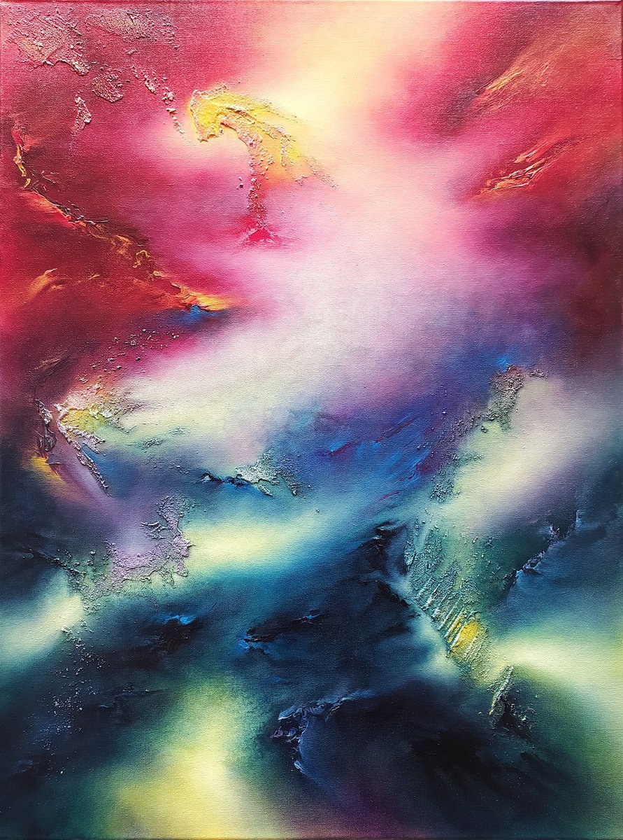 Organic Abstract Oil Painting By Eelke Van Hoof, 24 X 31, Divinity, Original Artwork