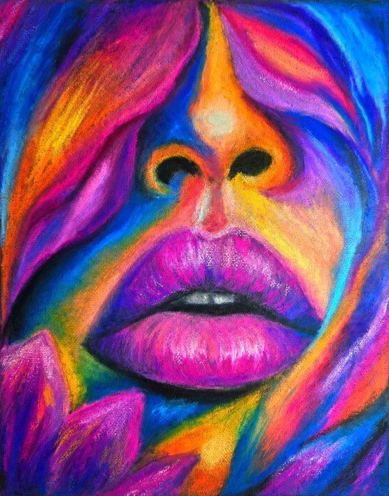 Purple Fever — Oil Pastel Female Lips
