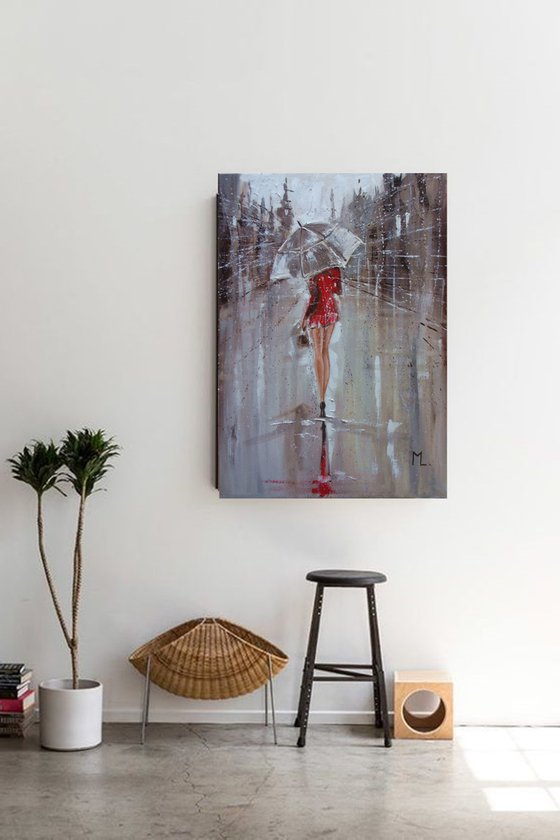 " BLANK CITY ... "   street WINTER lockdown original painting CITY palette knife GIFT