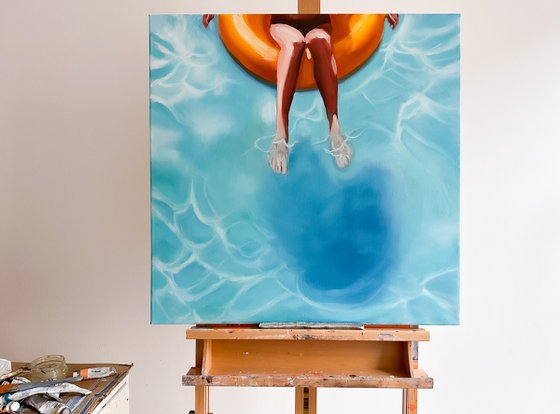 In the Swimming Pool - Female Feet Woman Figure Painting