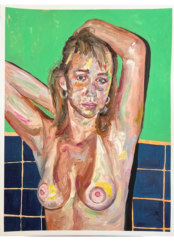 Nude with Blue Tile