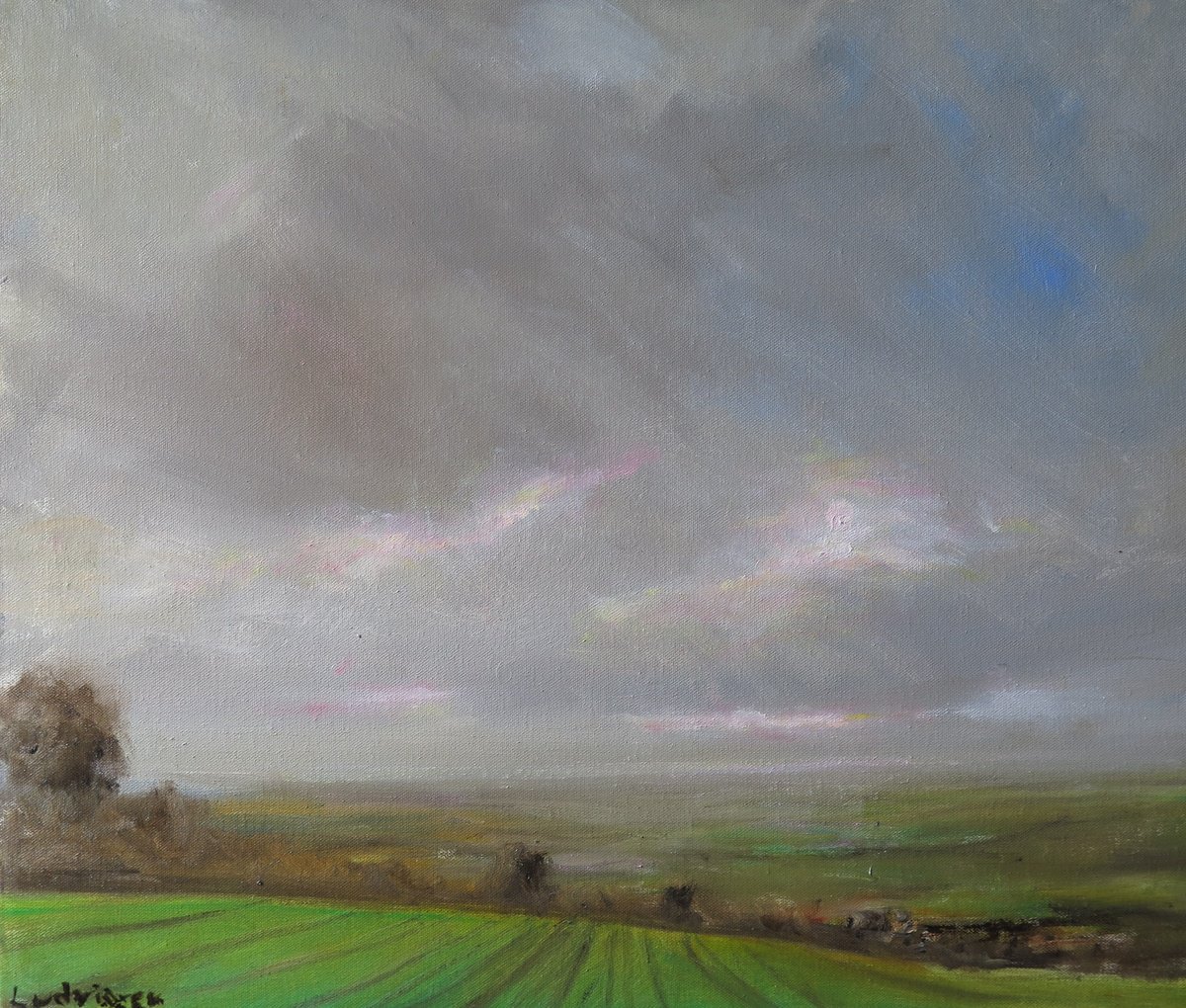 Impressionistic Landscape Oil Painting By Malcolm Ludvigsen, 24 X 20", Wolds, Feb23, Original Artwork
