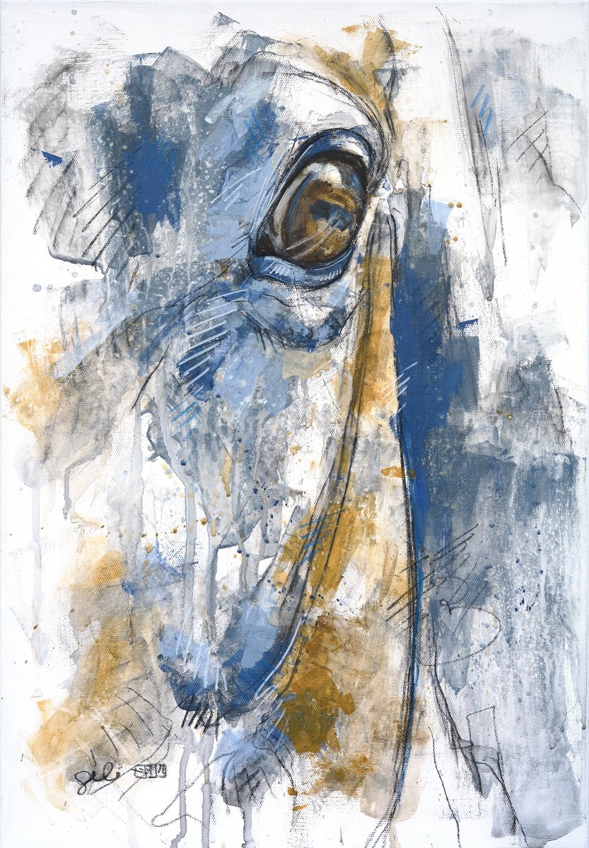 Expressive Animal Painting By Benedicte Gele, 15 X 22, Expression 39T, Original Artwork