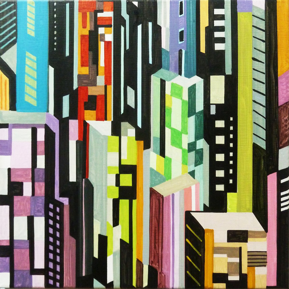 Urban And Pop Acrylic Painting , Hong_Kong-04C By Andre Baldet, 16 X 16, Artwork For Sale On Artfinder