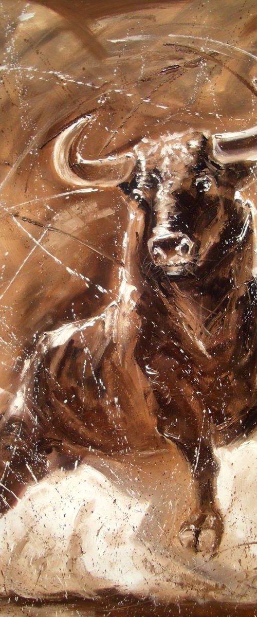 " THE FIGHTING WARRIOR ... " - LARGE FORMAT original oil painting on canvas, gift,  PALETTE KNIFE by Monika Luniak