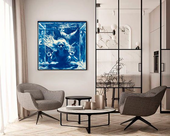 Secret of the Mermaid - Large Blue Ocean Art