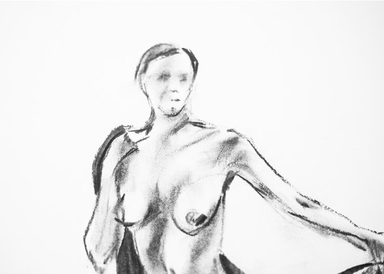 Nude in charcoal. 42. Black and white minimalistic female girl beauty body positive