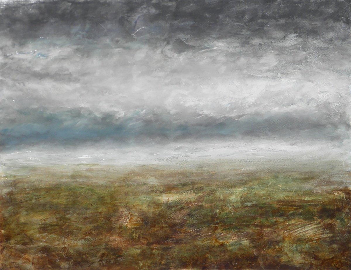 Abstract Landscape Acrylic Painting By Fabienne Monestier, 29 X 22, Winter Landscape, Original Artwork