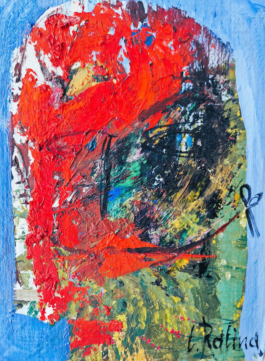 Organic Abstract Oil Painting By Yelena Ralina, 8 X 11", - The Butterfly Effect, Original Artwork