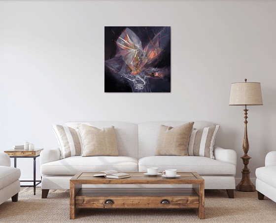 Angelic and twisted transformation abstract flowers framed painting O Kloska