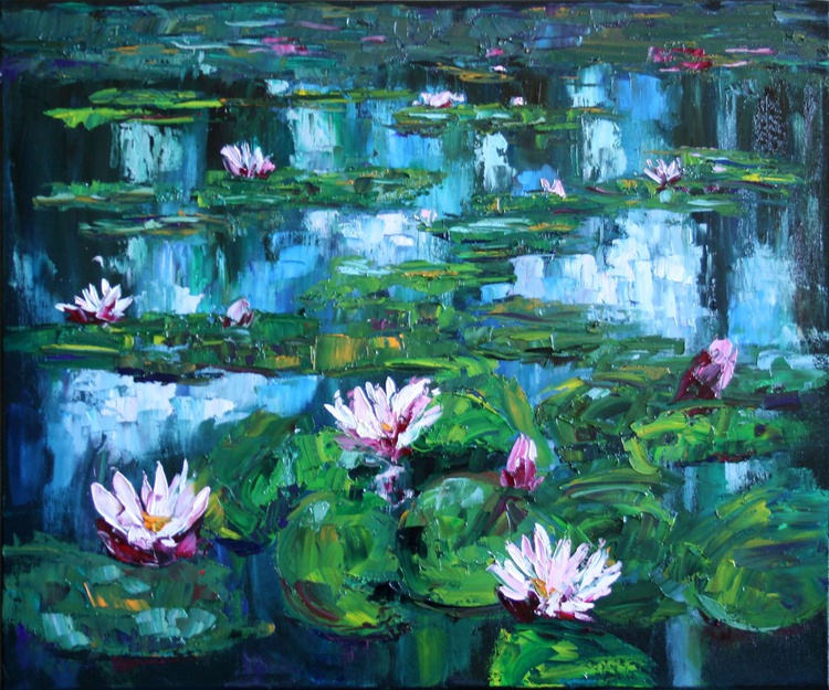 Lilies Ii Painting Created With A Palette Kni Artfinder
