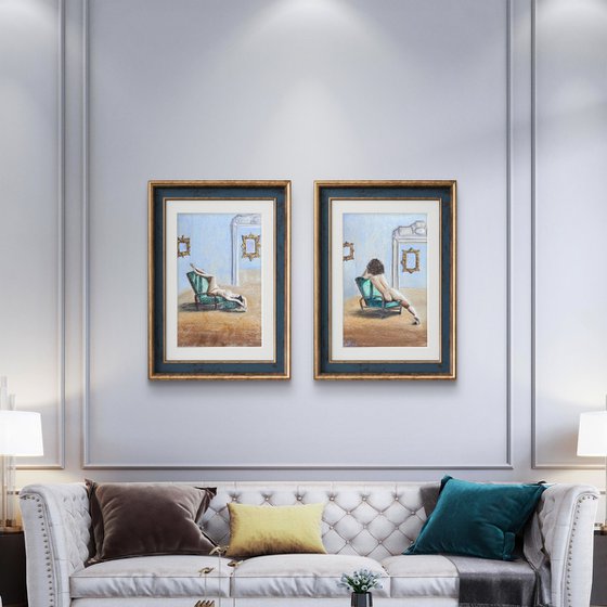 Cutie Naked Woman Soft Pastel