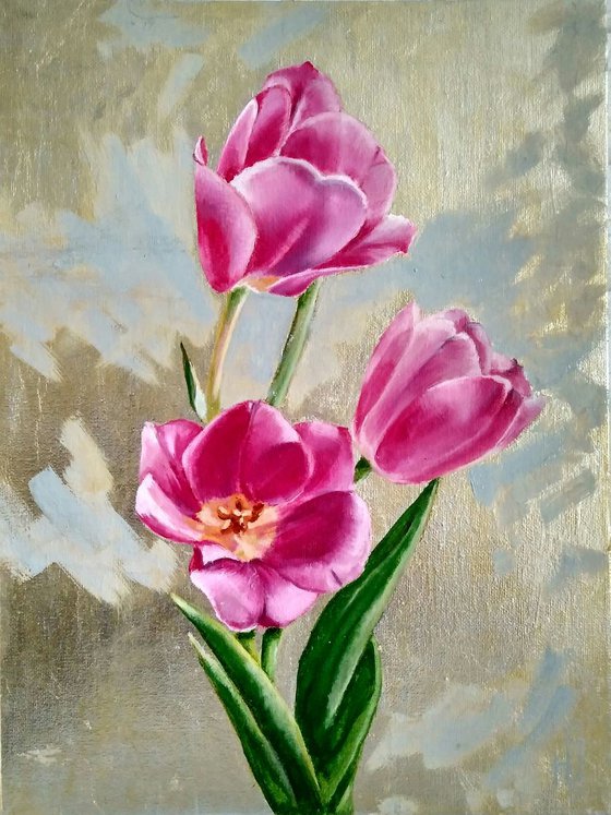 Tulips painting flower wall art floral artwork bouquet still life