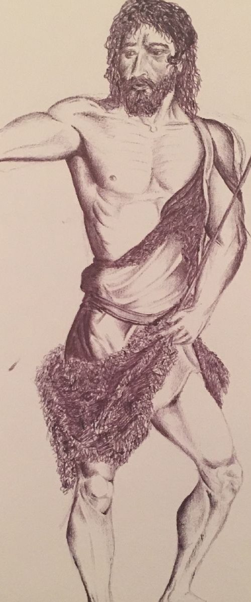 renaissance man - biro pen sketch -A4 by Habib Hajallie