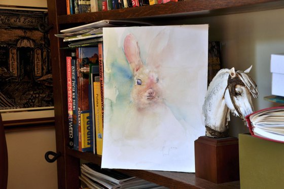 EASTER BUNNY original watercolour 40X30