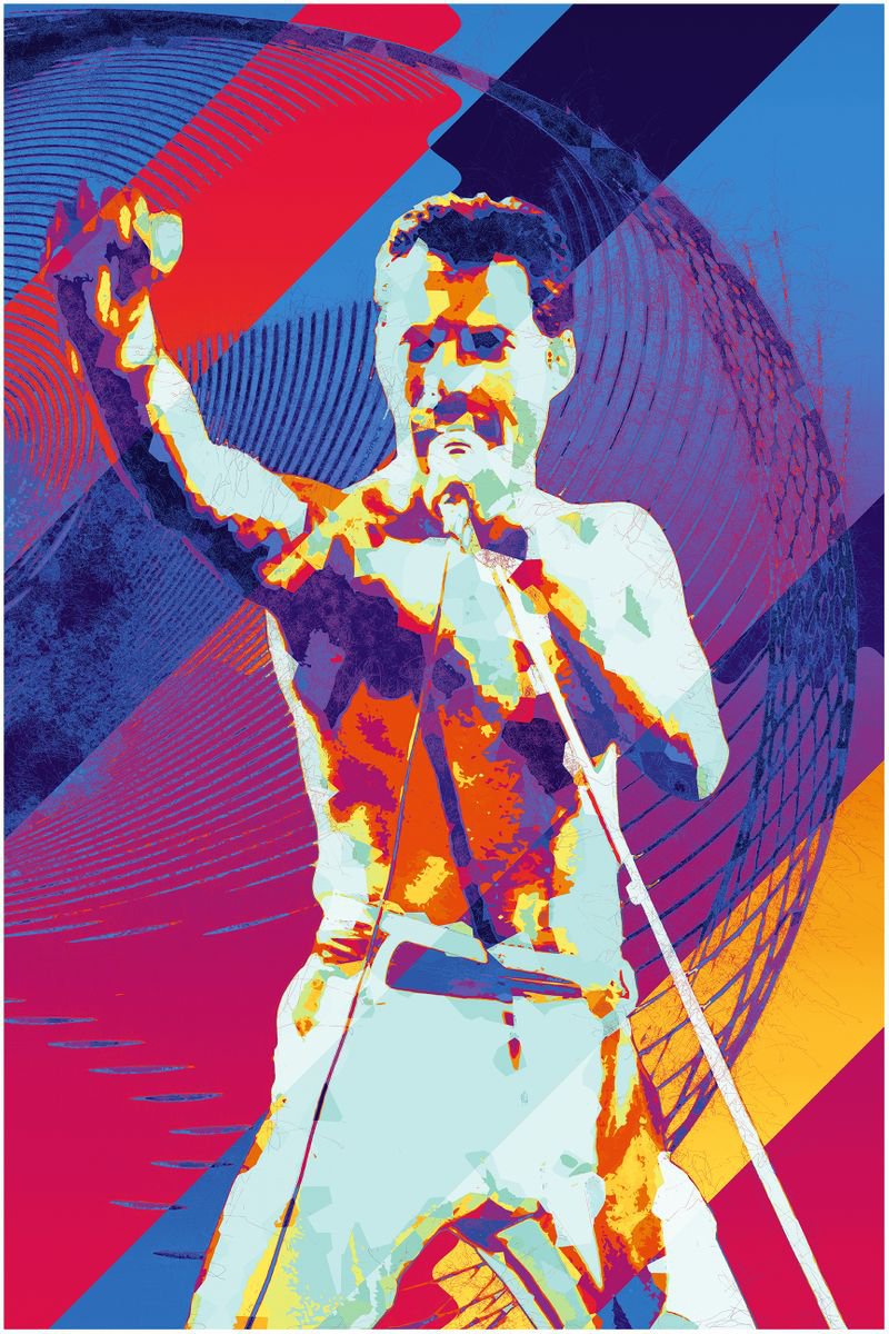 Freddie Mercury - Modern Poster 1 Stylised Large Art by Jakub DK - JAKUB D KRZEWNIAK