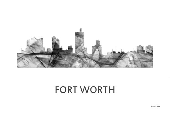 Fort Worth Texas Skyline WB BW