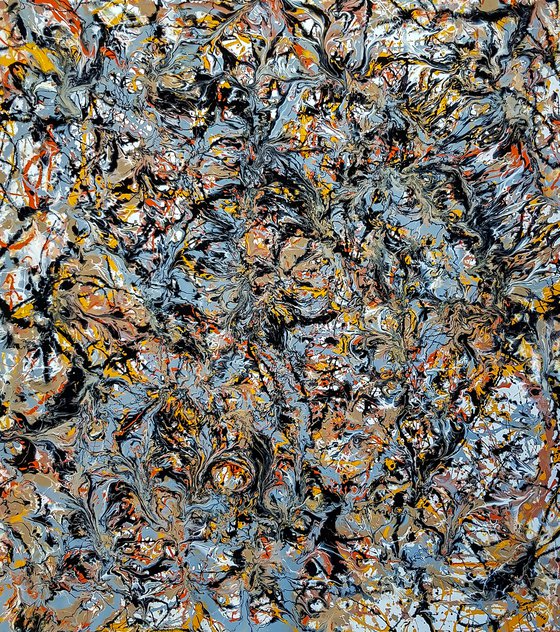 - Reflexion - Abstract expressionism JACKSON POLLOCK style oil, enamel on canvas.