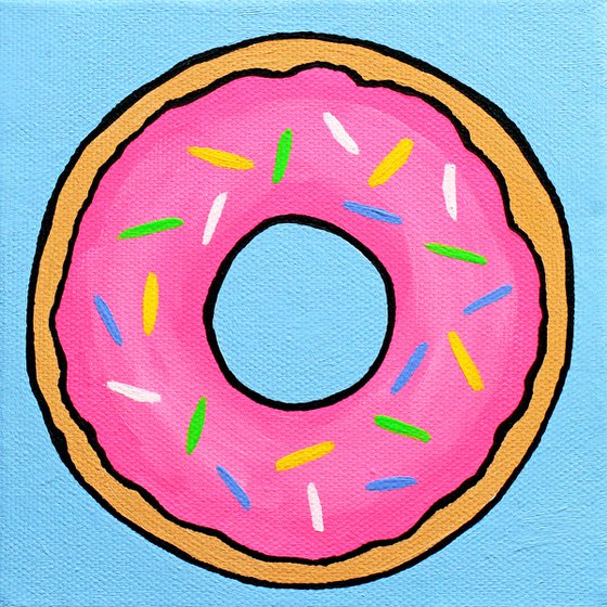 Donut Pop Art Painting On Miniature Canvas