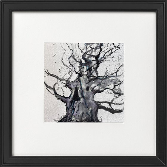 Monochrome - Oak tree (Majesty) in Winter framed