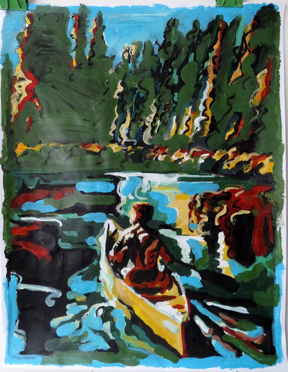  Canoe Paddle By Stephen Abela, 22 X 28, Artwork For Sale On Artfinder