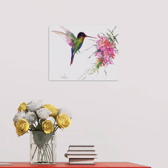 Hummingbird and Flowers