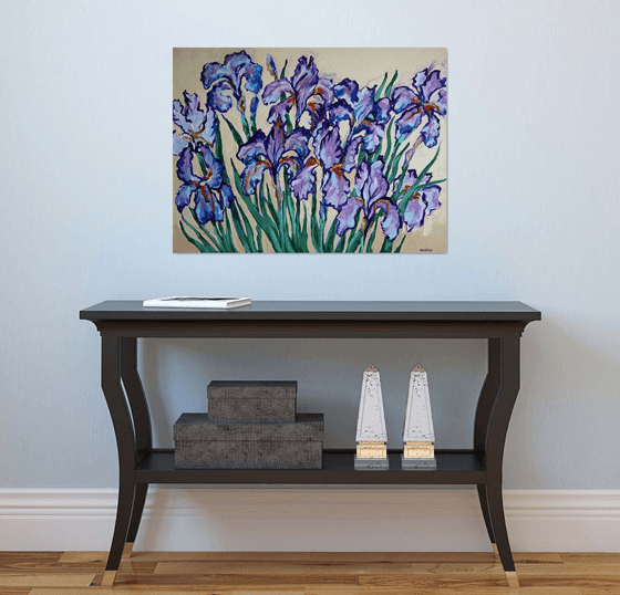 Irises on Cream