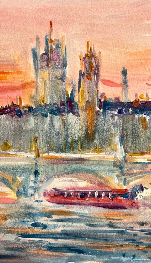 London sunset  21x30 by Altin Furxhi