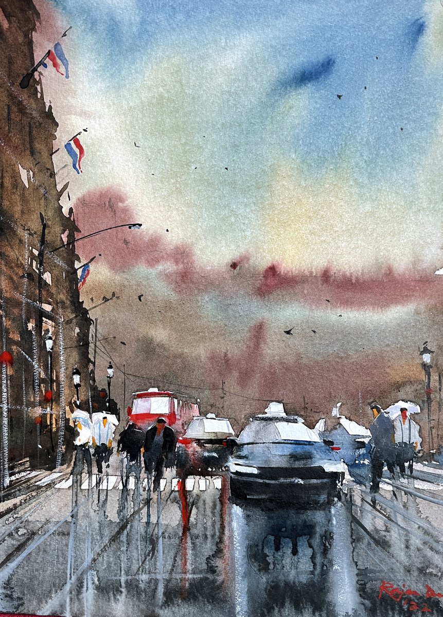 Paris street scene on a rainy by Rajan Dey