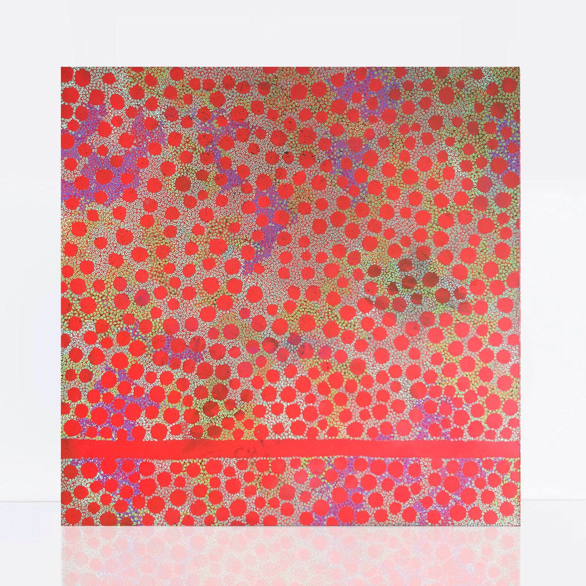 Abstract Landscape Acrylic Painting By Jennifer Bell, 36 X 36, Desert Fairy Circles, Original Artwork