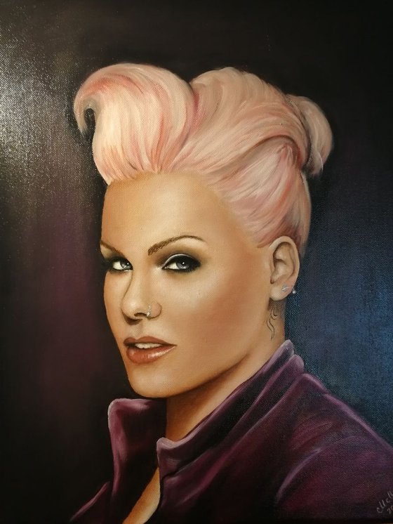Pink - original oil portrait painting
