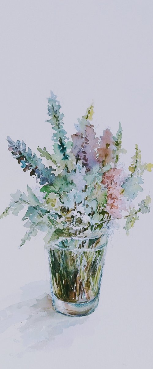 Bouquet of May wildflowers. Original watercolour painting. by Elena Klyan