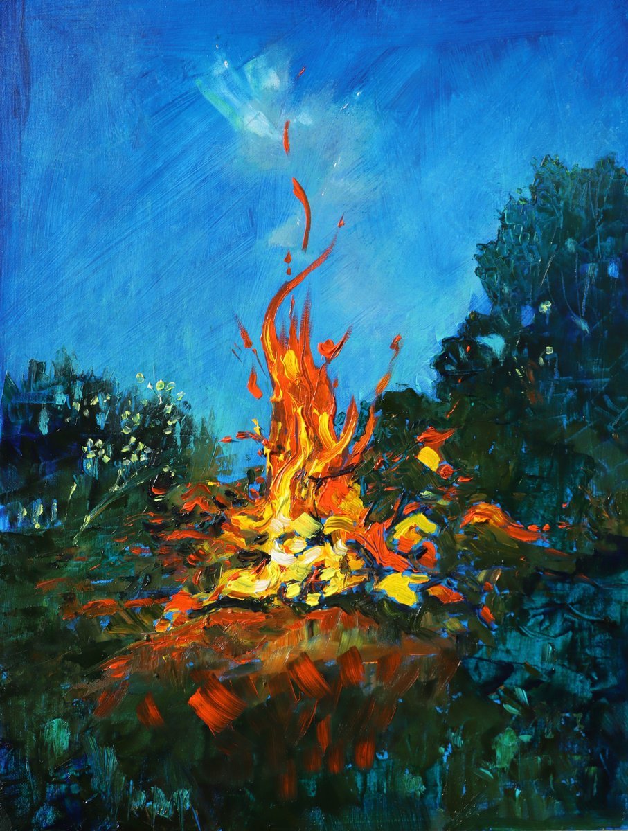 Impressionistic Landscape Oil Painting By Mary Kemp, 12 X 16", Defying The Darkness, Original Artwork