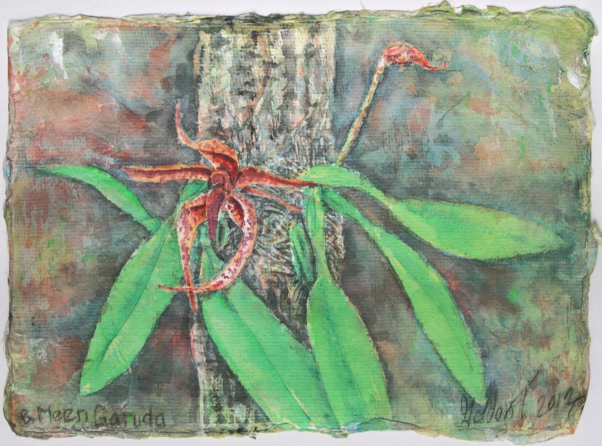 Impressionistic Botanical Acrylic Painting By Gordon T., 11 X 8, B. Meen Garuda, Original Artwork