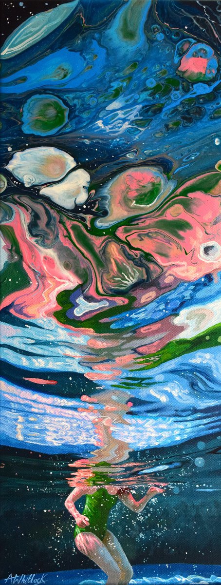 Surrealistic Portrait Acrylic Painting By Abi Whitlock, 8 X 20, Flow, Original Artwork