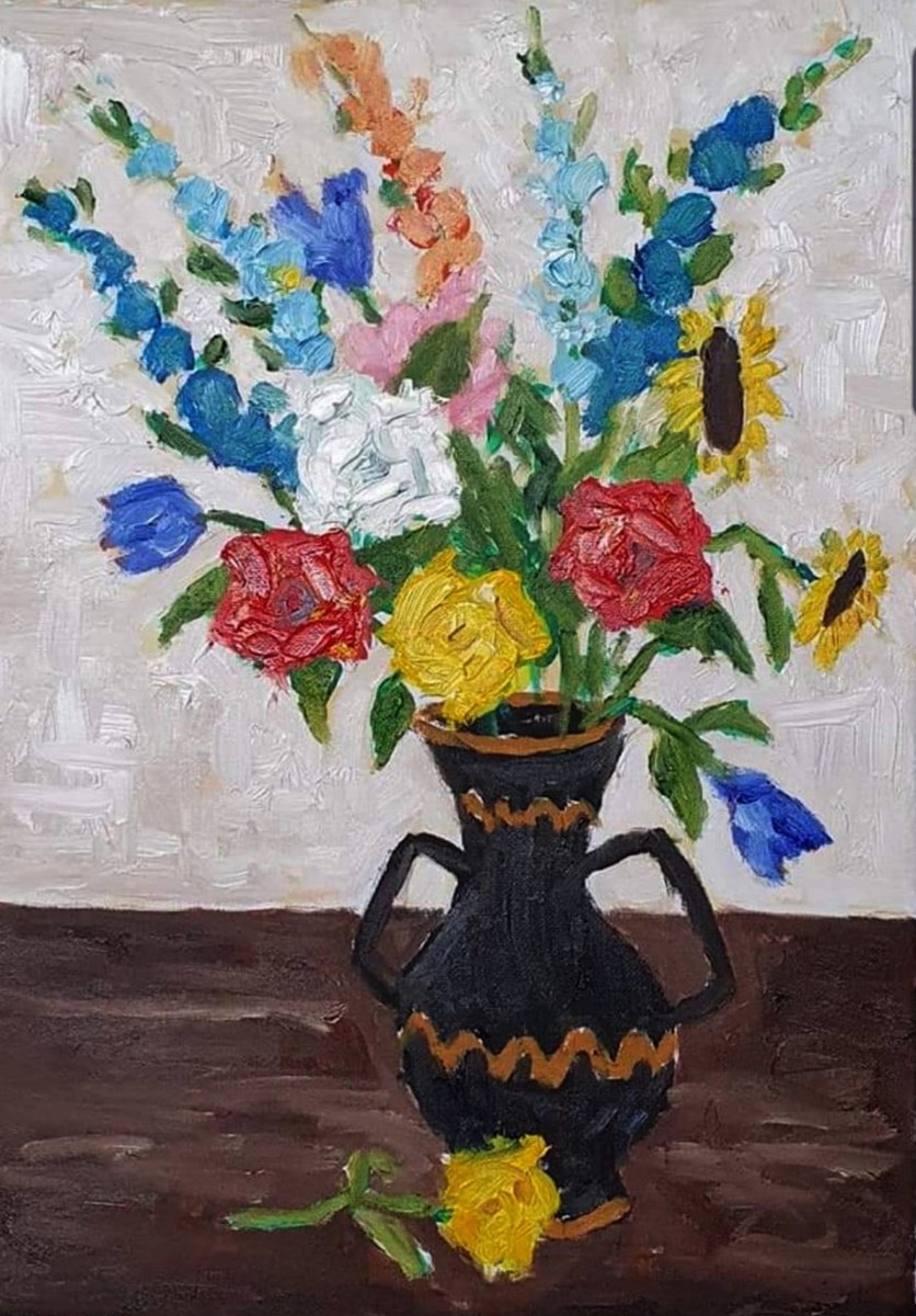 flowers trialling oils II by Colin Ross Jack