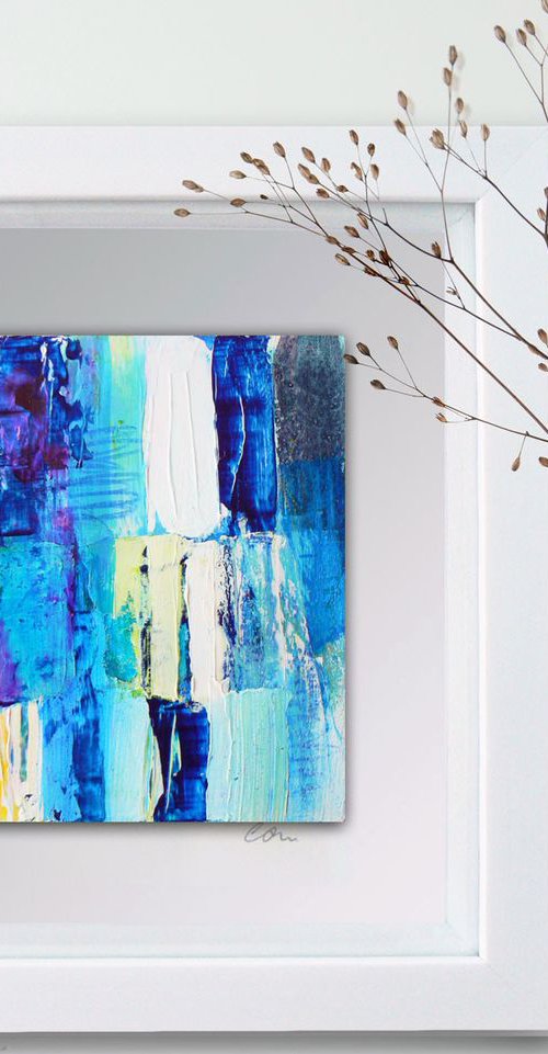 Framed ready to hang original abstract  - Deep water by Carolynne Coulson