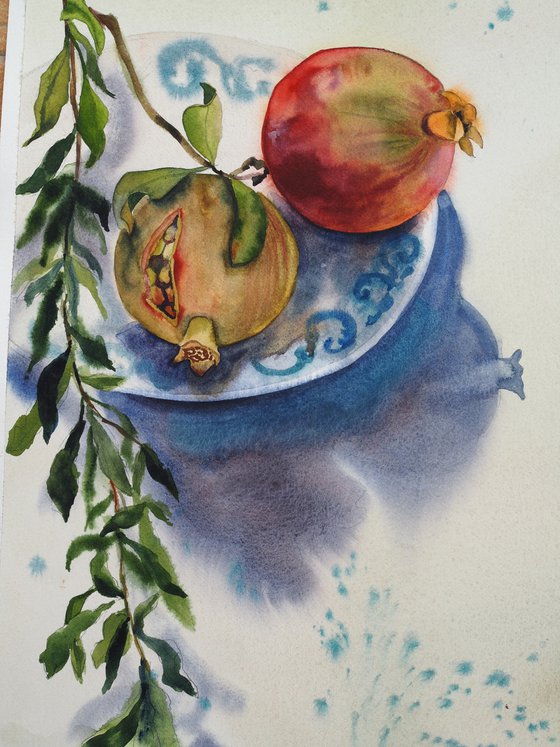 Pomegranates on a plate